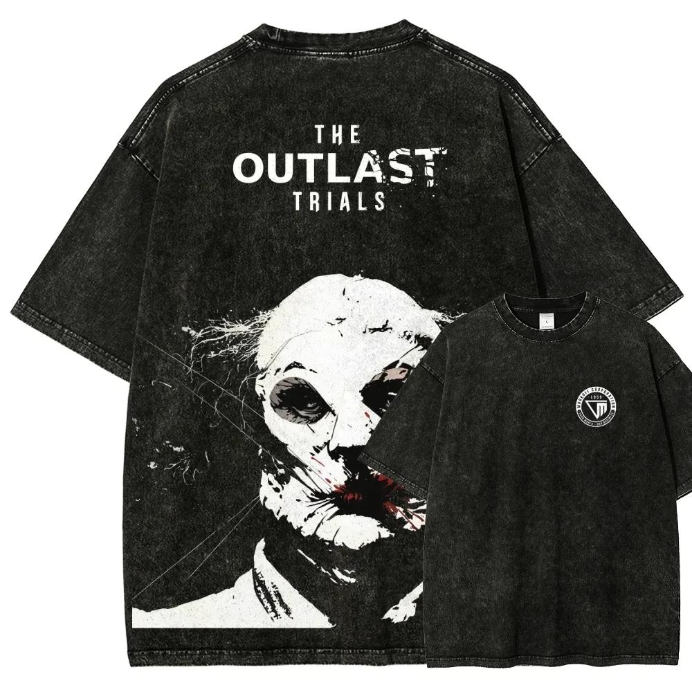 Gioco d'Azione Avventura Horror The Outlast Trials Stampa Grafica T-shirt Uomo Donna Streetwear Maglietta Oversize Cotone Lavato Retrò