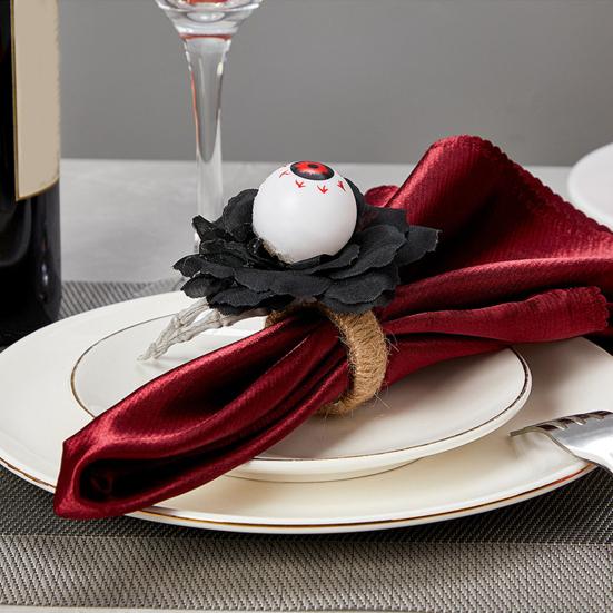 Halloween Napkin Ring Pumpkin Eyeball Spider Skull Napkin Holder for Dinner Table