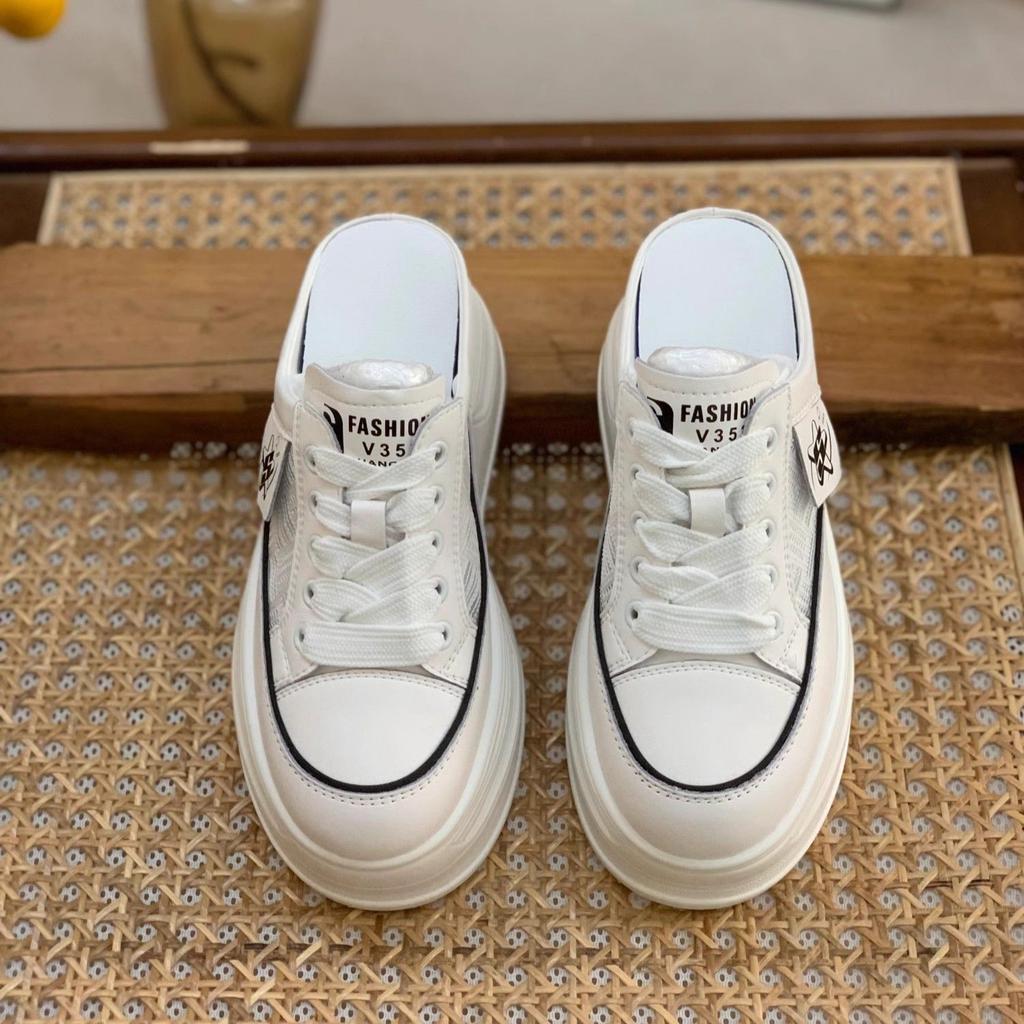 Thick-soled slippers for women and small people gain 8cm height, muffin bag head, thin wedge heel autumn slippers