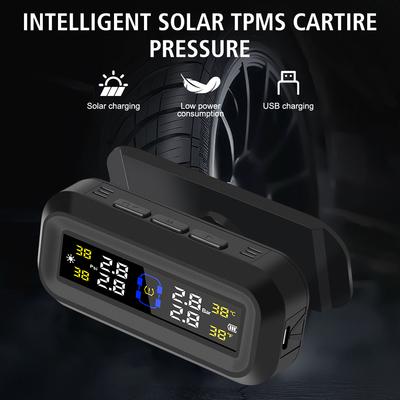 Car TPMS Tire Pressure Monitoring System Solar USB Powered Digital LCD Display Auto Security Alarm Tyre Temperature Monitor