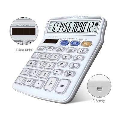 Masaüstü Hesap Makinesi 12 Haneli Büyük Güneş Enerjisi ve LCD Ekran Büyük Düğmeli Hesap Makinesi 112 Adım Kontrolü