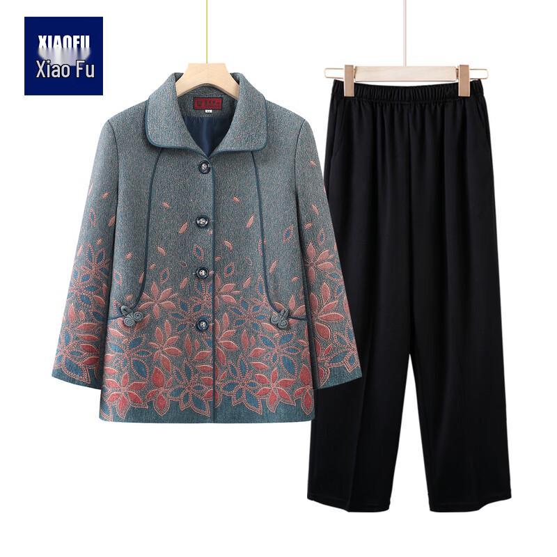 Elderly Women s Stylish Lapel Spring/Autumn Jacket 4XL