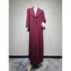 Indonesia Middle East Turkey Cross-Border Cardigan Long Female Dress Fall and Winter Fashion Dubai Elegance Ruched Robe Robe