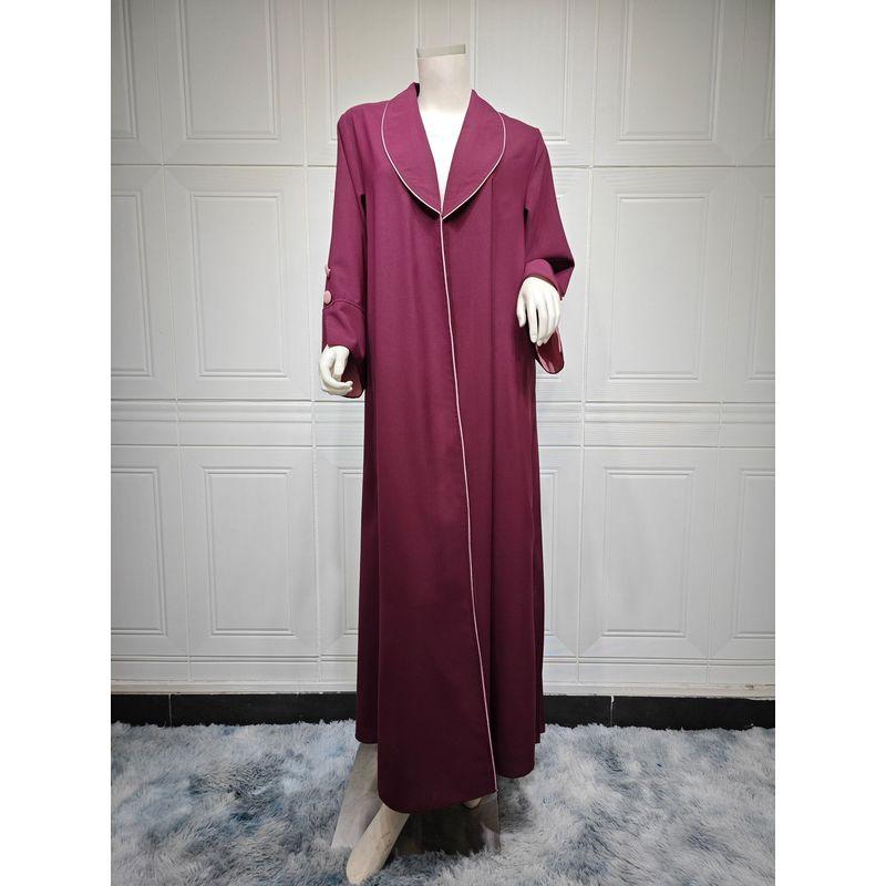 Indonesia Middle East Turkey Cross-Border Cardigan Long Female Dress Fall and Winter Fashion Dubai Elegance Ruched Robe Robe