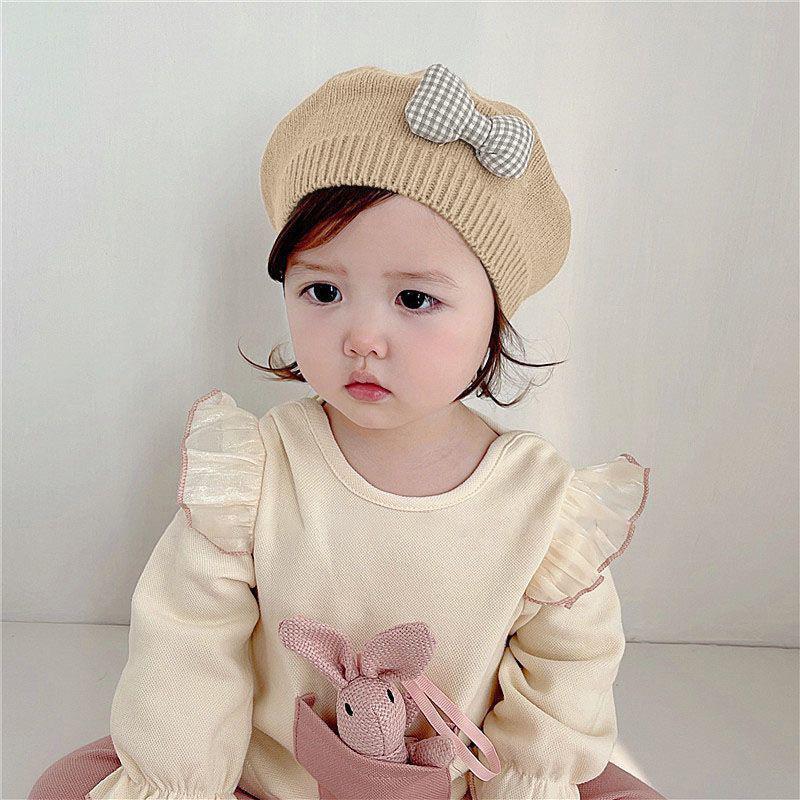 Children'S Beret Baby Hat Cute And Super Cute Autumn And Winter Girl'S Stylish Korean Style Princess Knitted Wool Painter'S Hat