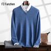 Fanzhen Men's V-Neck Cashmere Blend Sweater