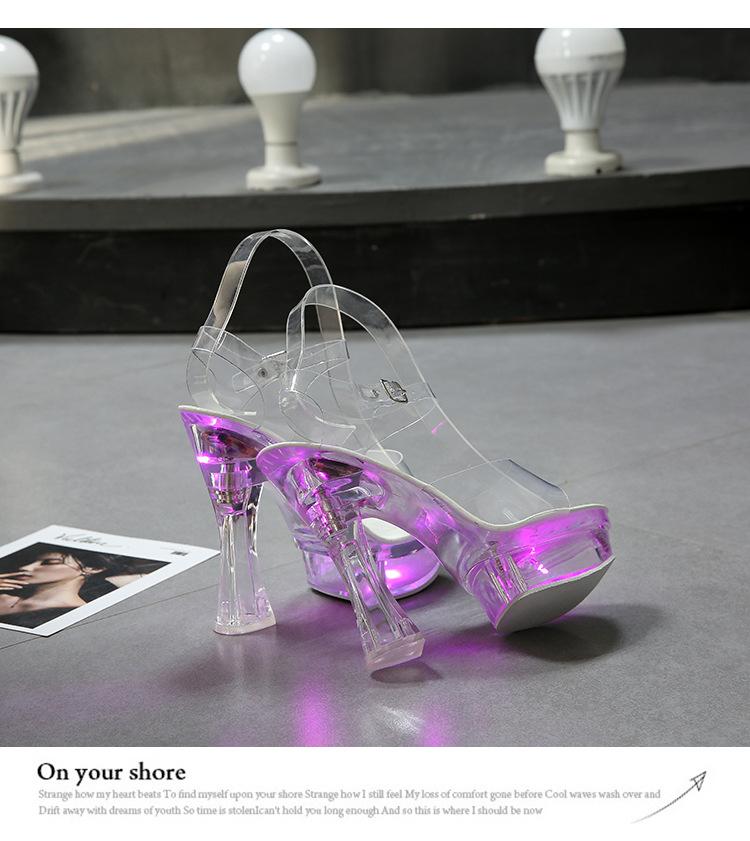 10365 Serie 15 cm Tacco 6,5 cm Piattaforma LED Luminoso Night Club Show Scarpe Passerella Pole Dancing Scarpe Crystal LFD