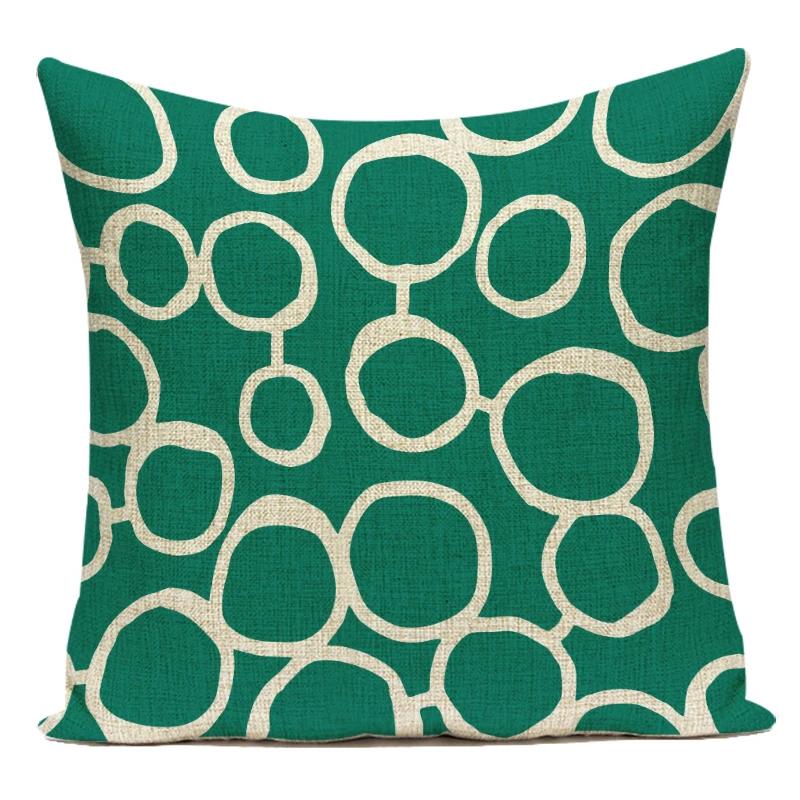 Polyester Green Geometric Stripe Wave Pillow Cover Decoratives Sofa Home Cushion Cover For Bedroom Living Room Decoration