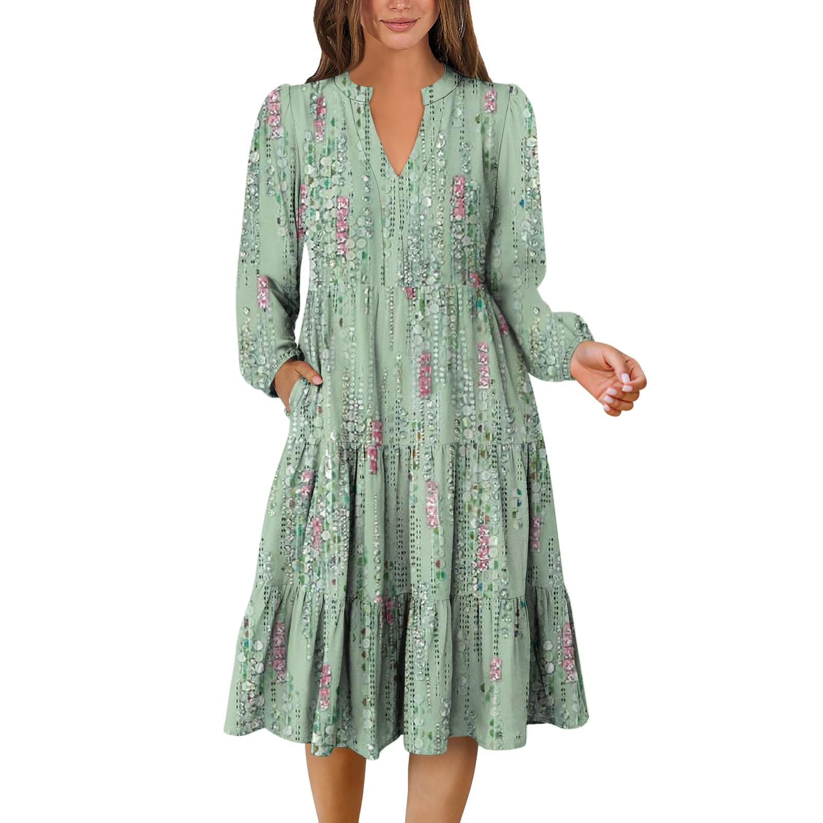 

Женское платье с V-образным вырезом, многослойное, в богемном стиле, с длинным рукавом, с цветочным принтом XXL