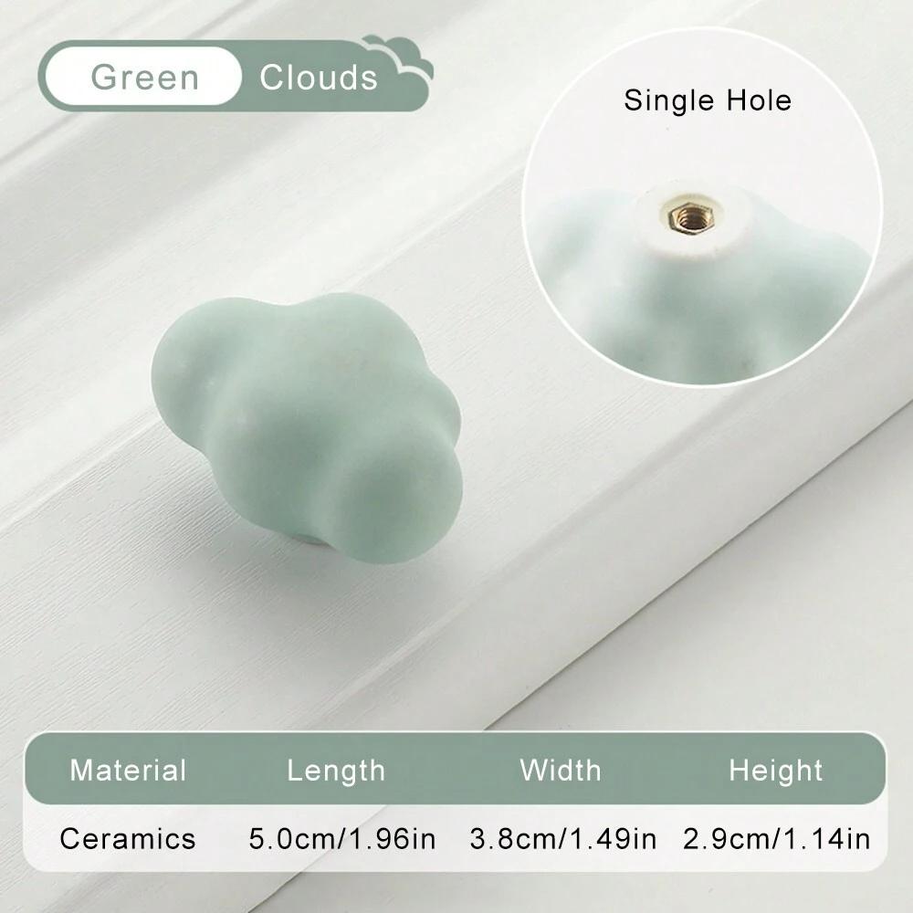 Children's Room Cabinet Knobs Ceramic Cabinet Handle Cartoon Clouds Star Cabinet Wardrobe Drawer Pull Handles for Kids Room