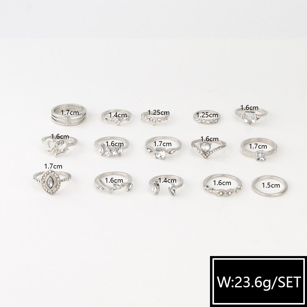 Silver Retro Punk Boho Ring Set 96