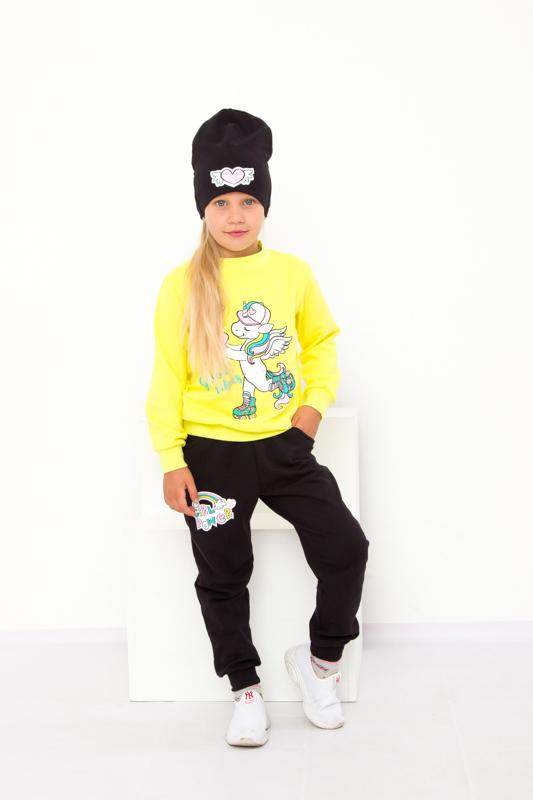Girls' Outfit – Sweatshirt, Pants & Hat, Brushed Knit, Demi-season, 6168-023-33-5 HC
