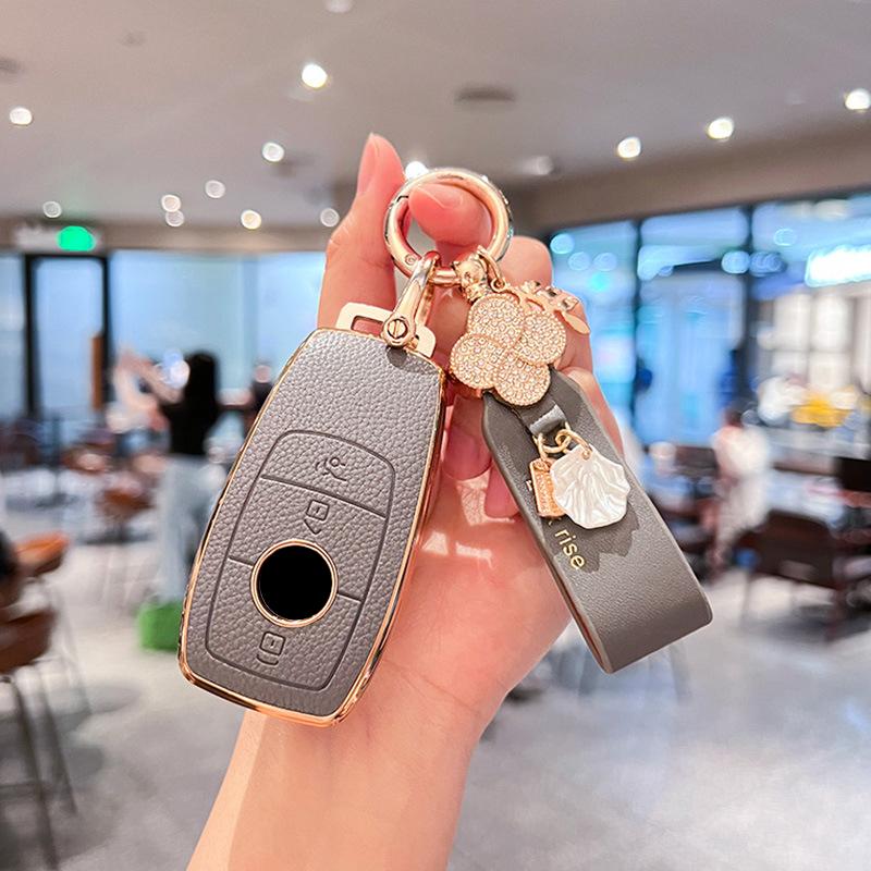 TPU Leather Car Key Case Remote Cover Shell Holder Keychain for Mercedes Benz A B C E S Class S400L CLA CLS GLC GLE GLS EQE EQS