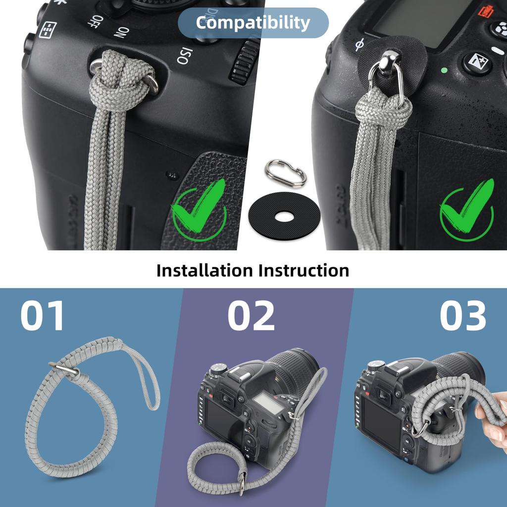 SUNYA Camera 550 Paracord Braided Hand Quick Compatible with Most SLR Includes Adapter for Easy Stylish Metal Parts with Highly Polished Finish Strap,
