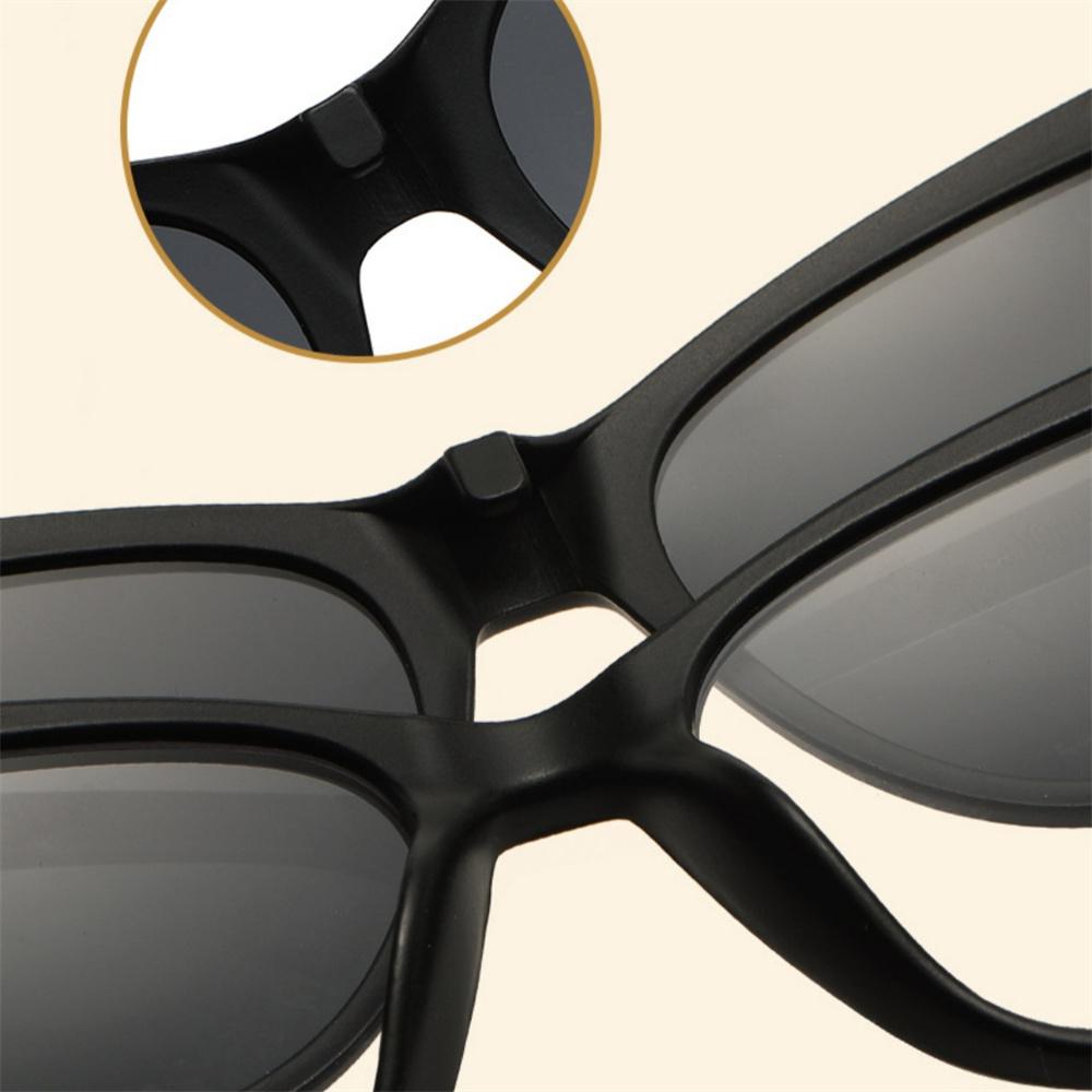 5 STuks/Set Retro Kattenoog Zonnebrillen Vervangbaar Magnetisch Brilmontuur Bril Mannen Rijden Nachtzicht Bril UV400 Zonnebrillen