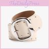 Inspired Hip Hop Women Leather Belt With Double Row Rivets And Large C Buckle