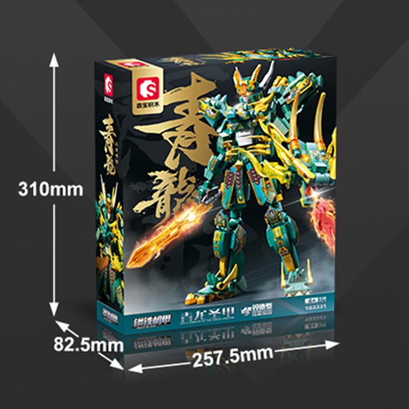 SEMBO 530pcs Green Dragon Transforming Robot Building Blocks MOC Animal Assembly Model Bricks Kids DIY Ornaments Toys Boys Gifts