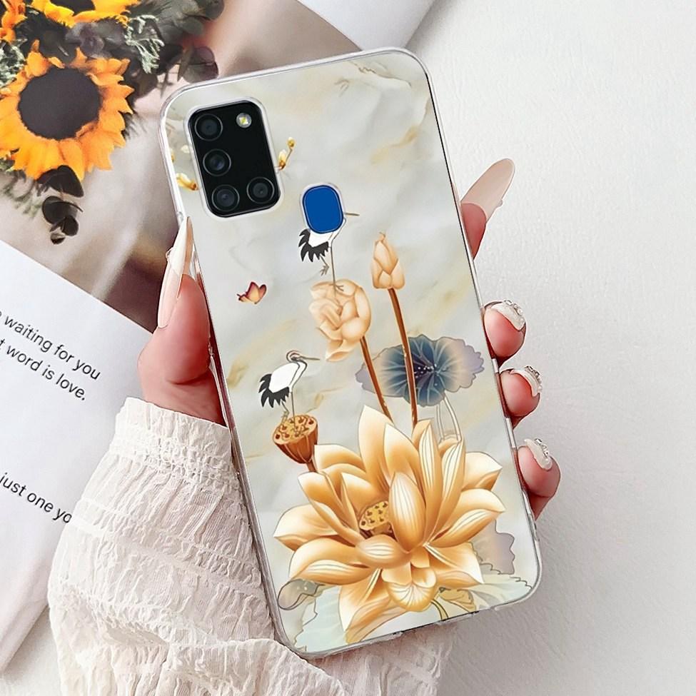 For Samsung A21s Case Cover Clear Fashion Luxury Cute Painted Back Cover For Samsung Galaxy A21s Phone Case A217F A217M A217N