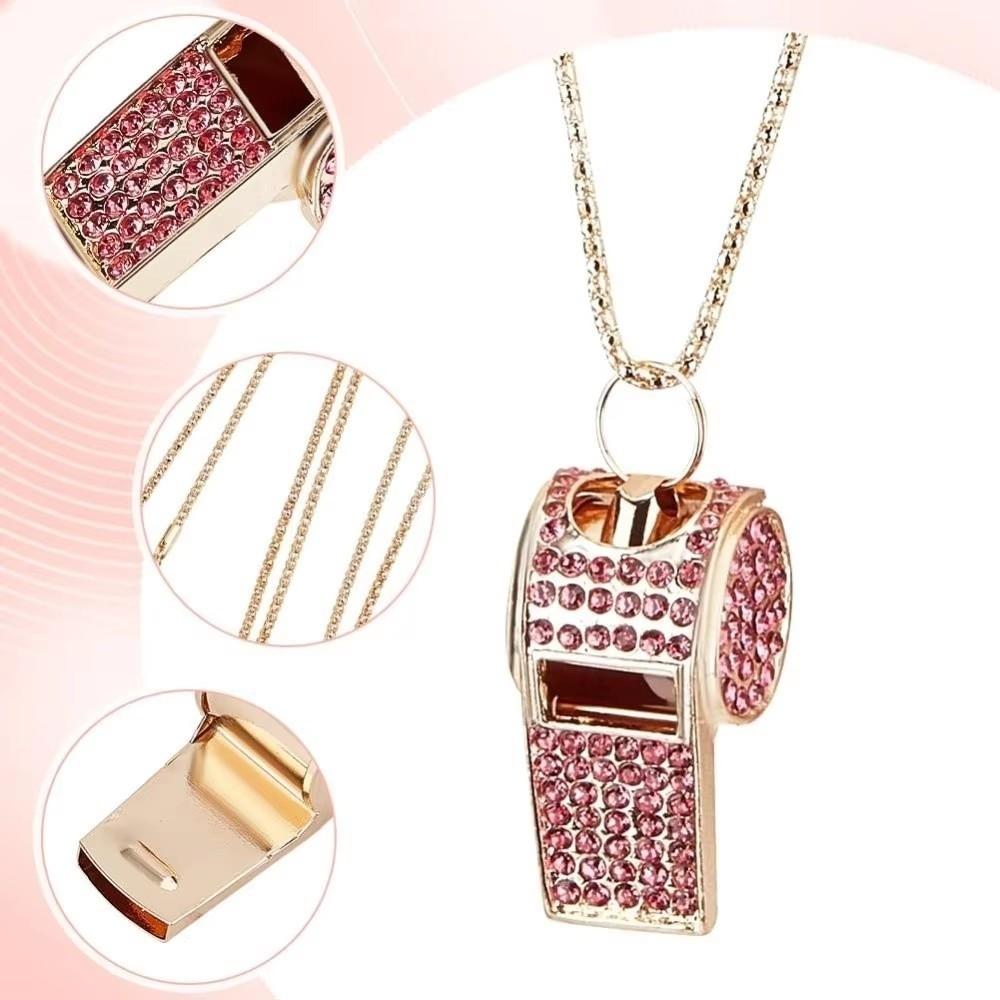 Shining Whistle Necklace with Lanyard Gold Bling Whistle For Referees, Coaches, Teachers