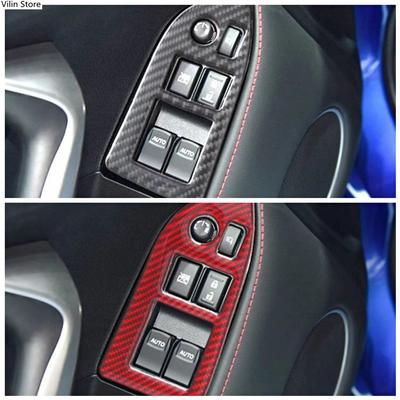 Wewnętrzne drzwi samochodu z włókna węglowego osłona panelu sterowania systemu Windows tapicerka kalkomania dla Subaru BRZ dla Toyota 86 wnętrze samochodu