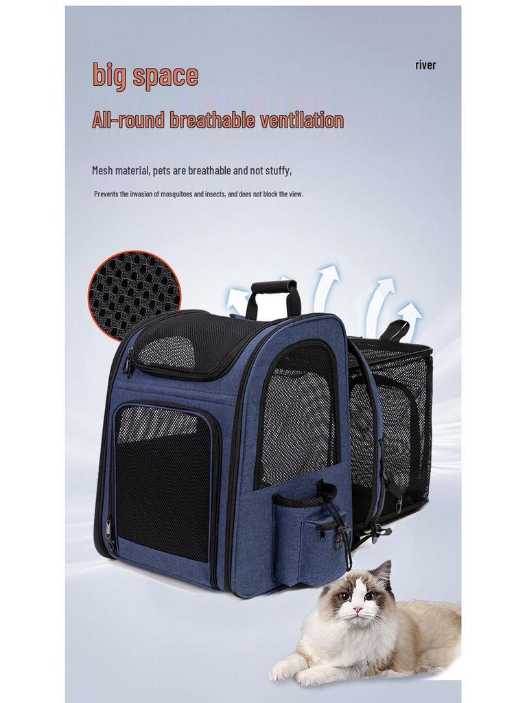 Składany plecak dla zwierząt: Rozszerzalna, o dużej pojemności, przenośna walizka dla psów i kotów