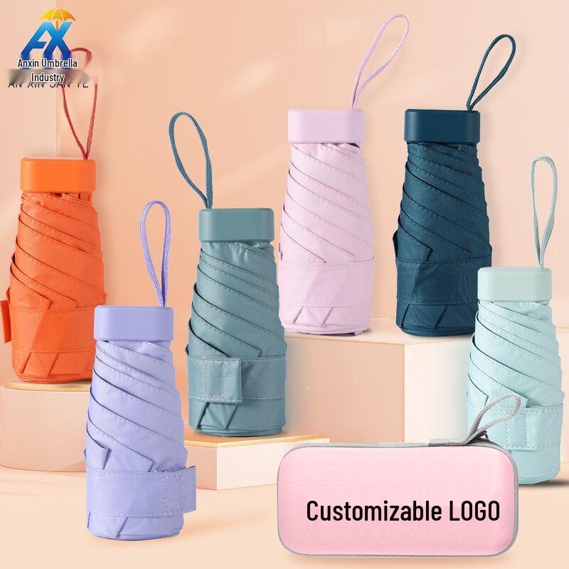 Customizable Six-Fold Vinyl Sunshade UV Protection Umbrella: Versatile Rain/ Shine Folding Gift
