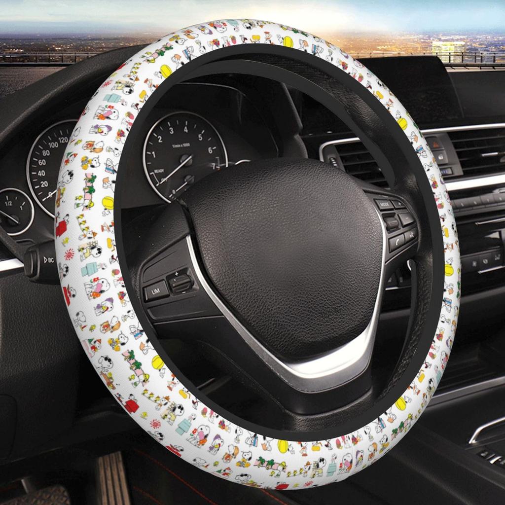 Snoopy Steering Wheel Cover for Cars, Stylish, Anti-Slip, Stain Prevention, Comfortable To the Touch,