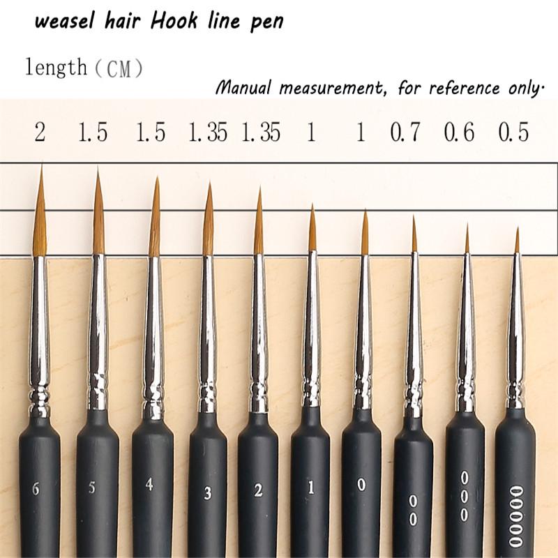 Weasel Hair Hook Line Art Acrylic Oil Watercolor Artist Paint Brushes Drawing Craft Supplies