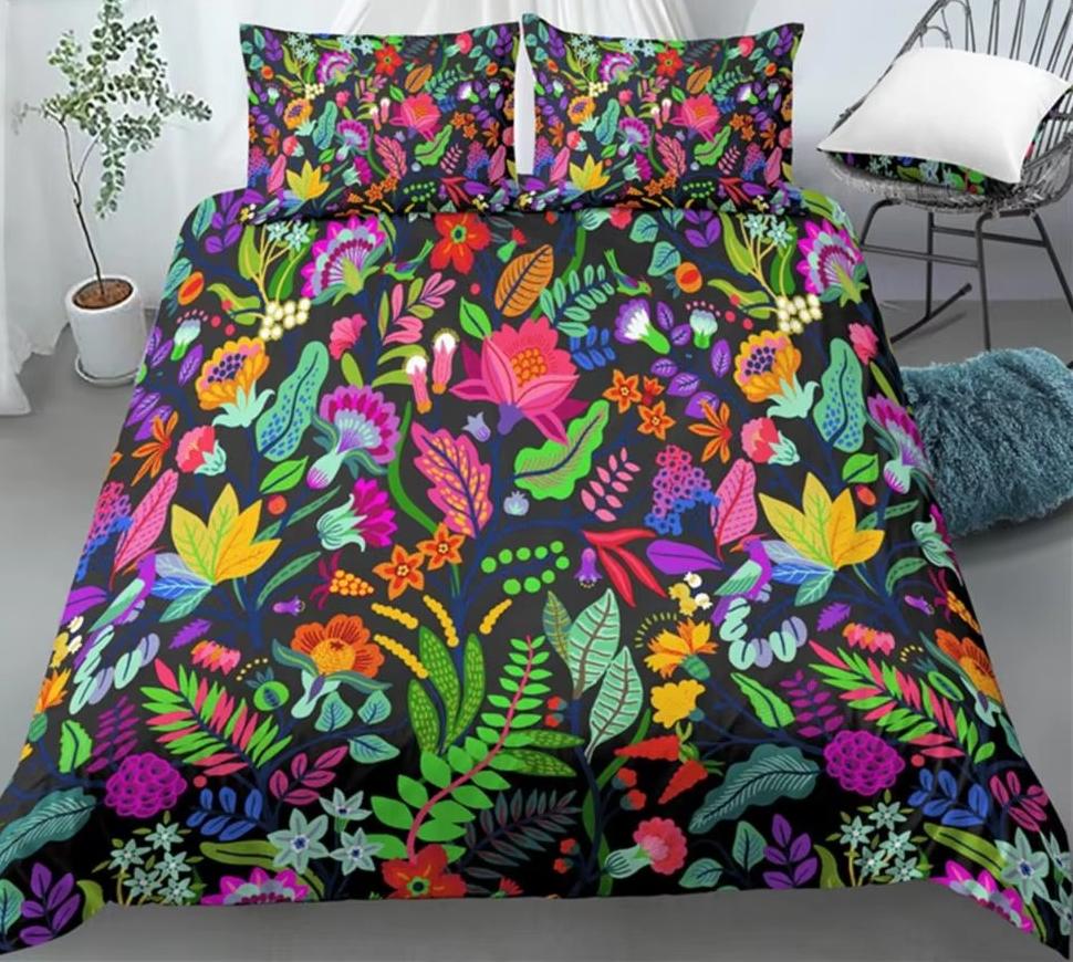 Luxury 3D Floral Print Bedding Set Queen King Size Comfortable Duvet Cover Pillowcases 3 Piece Set Comfortable Soft Home Living