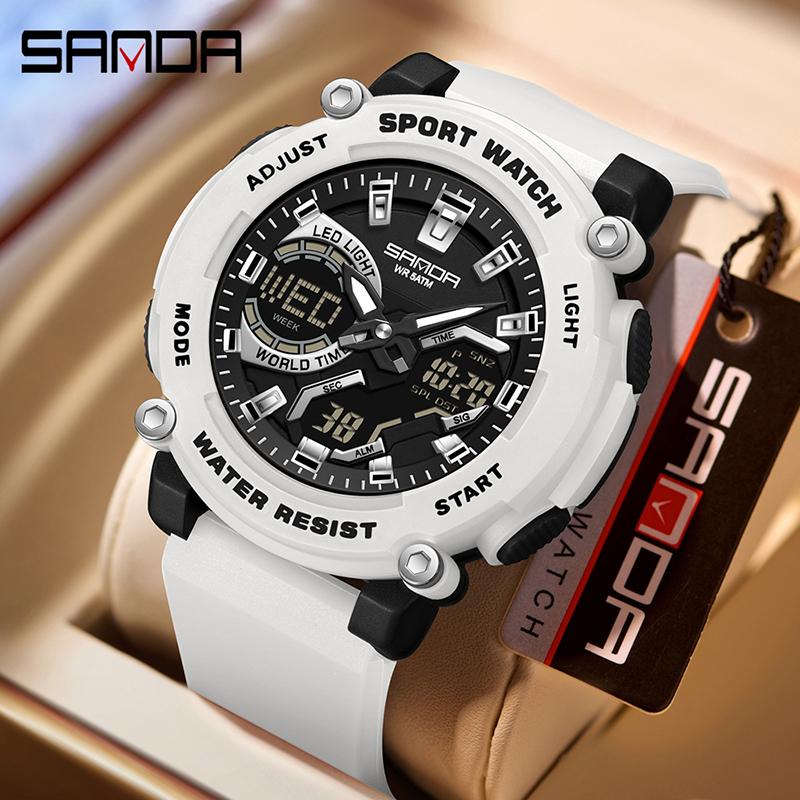 Dual Display Sports Student Watch Men's 5ATM Waterproof Night Light Seismic and Drop resistant Electronic Watch
