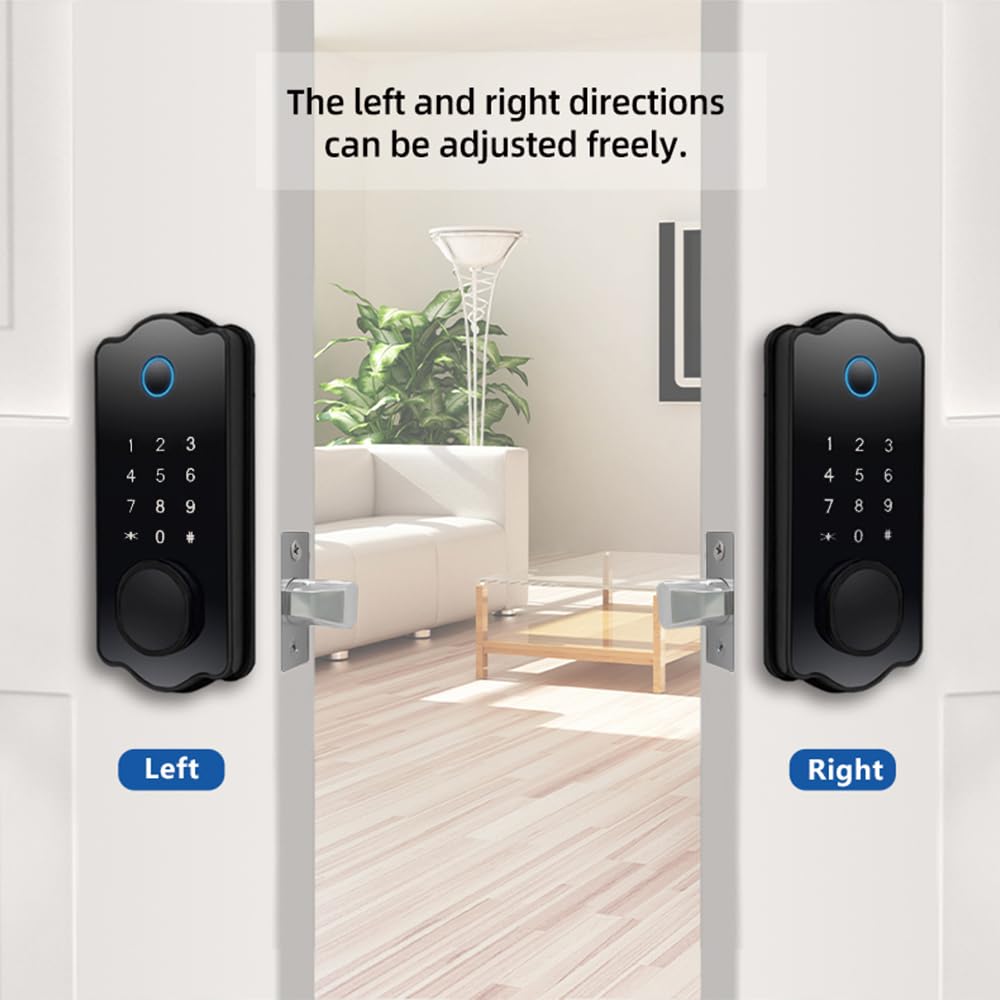 HEIYE Fingerprint Door Keyless Entry Smart Door Waterproof Auto TTlock IC Electronic Fingerprint Door Lock with Handle Lever Set for Front Doors Lock,