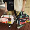 New locomotive contrasting color sports fitness bag letter luggage handbag short-distance travel bag