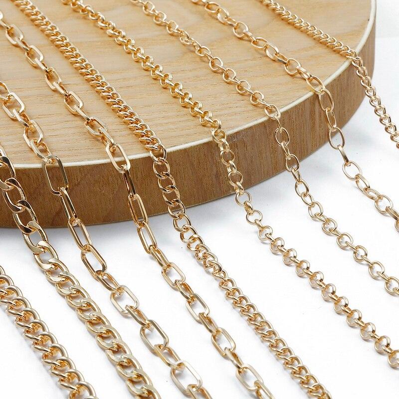 KC Gold Long Necklace Chains Iron Bulk For DIY Jewelry Findings Making Materials Accessories