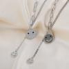 Charming Korean Design Smiley Face Necklace With Elegant Round Bead Chain For Everyday Wear