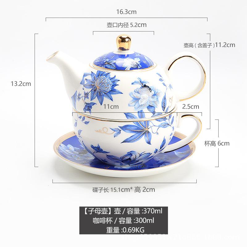 

Blue and White Porcelain Tea Set with Trim Traditional Chinese Floral Pattern Stackable Teapot Cup Saucer Home Kung Fu Tea Gifts
