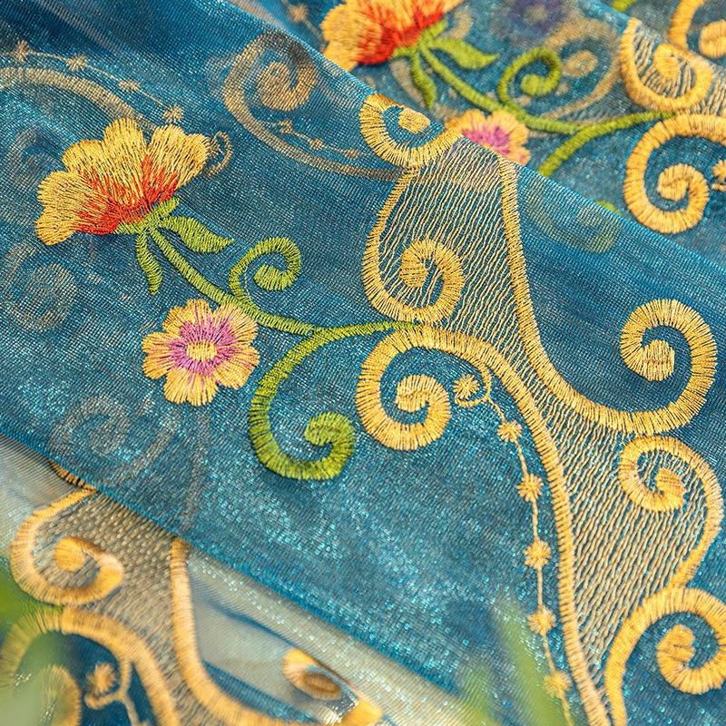 European Style Rhombus Embroidery Sheer Curtains, Modern Geometric Translucent Embroidered Window Sheers, Curtain Panels for Living Room Bedroom Decor