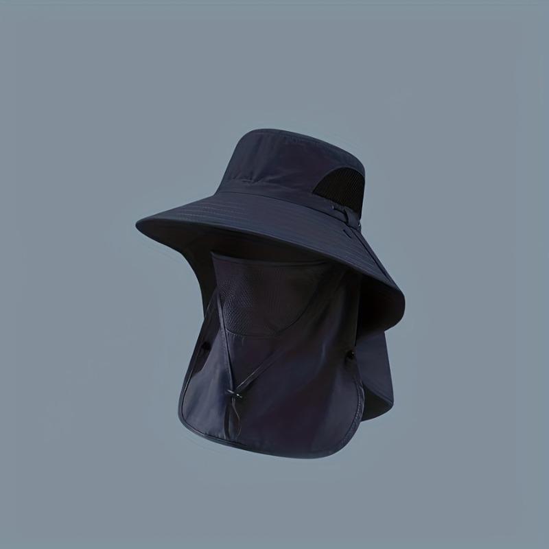 

1pc Spring/Summer Breathable Face Cover Sun Hat Integrated Sunscreen Hat Suitable for Outdoor, Sports, Hiking, Travel синій