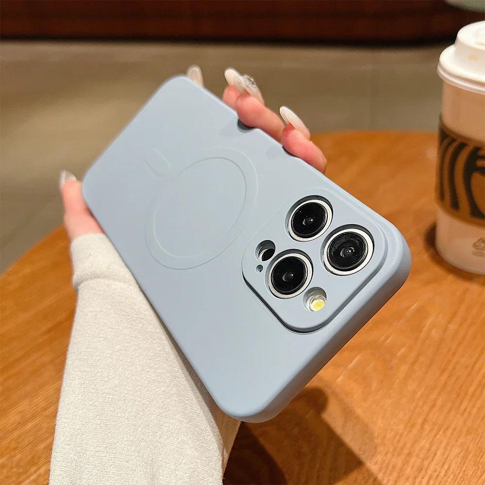 for Magsafe Magnetic Wireless Charging Case for iPhone 16 15 14 13 12 11 Pro Max Mini XR XS Soft TPU Liquid Silicone Back Cover