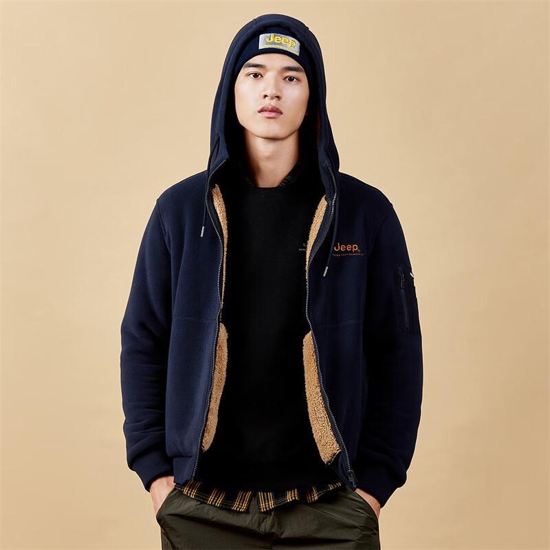 JEEP Men s Thermal Hooded Zip-Up Fleece Jacket 2XL