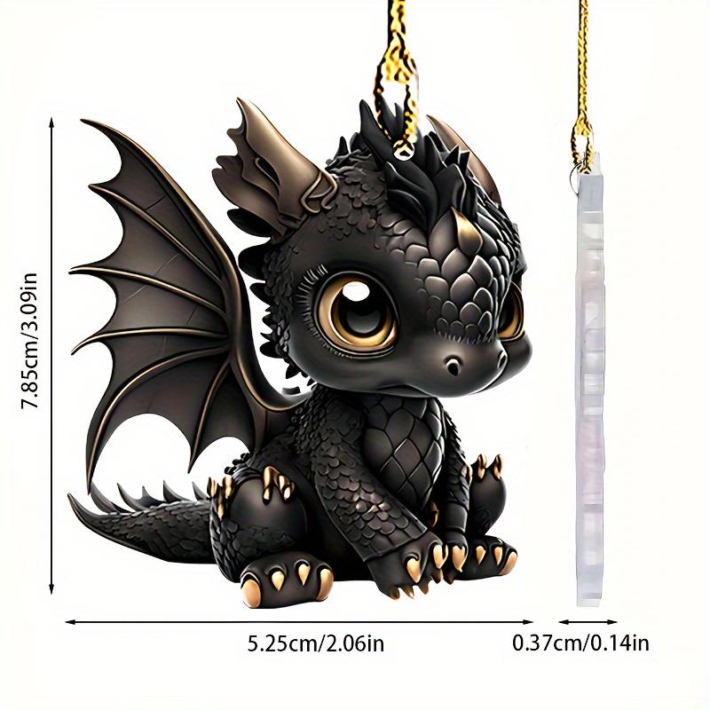 2D Acrylic Black Dragon Design Decorative Pendant Car Rearview Mirror Decoration Pendant Christmas Tree Ornament