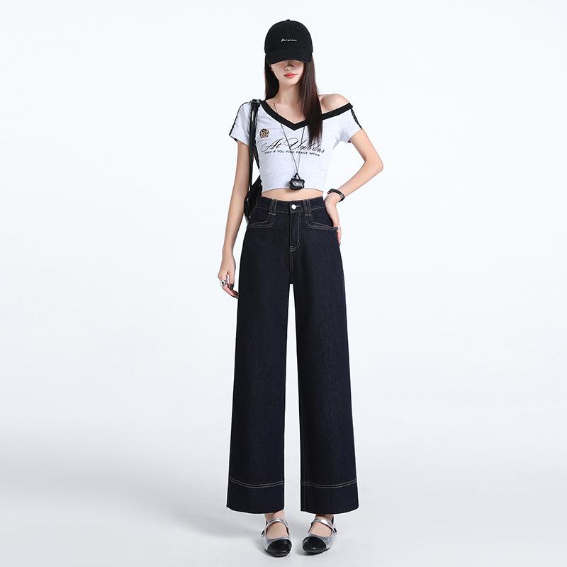 Women's 2025 Tencel High-Waisted Wide-Leg Cropped Jeans - Summer Thin, Straight, Loose, Drapey, Slimming Pants