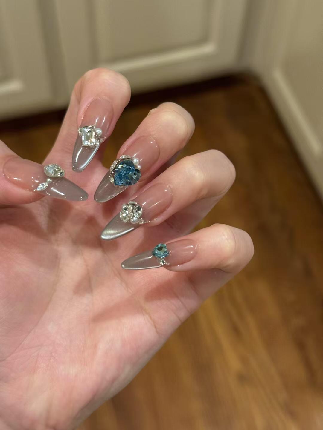 

Xiaohongshu Ocean Heart Nude Handmade Wearable Nails Extra Small XS