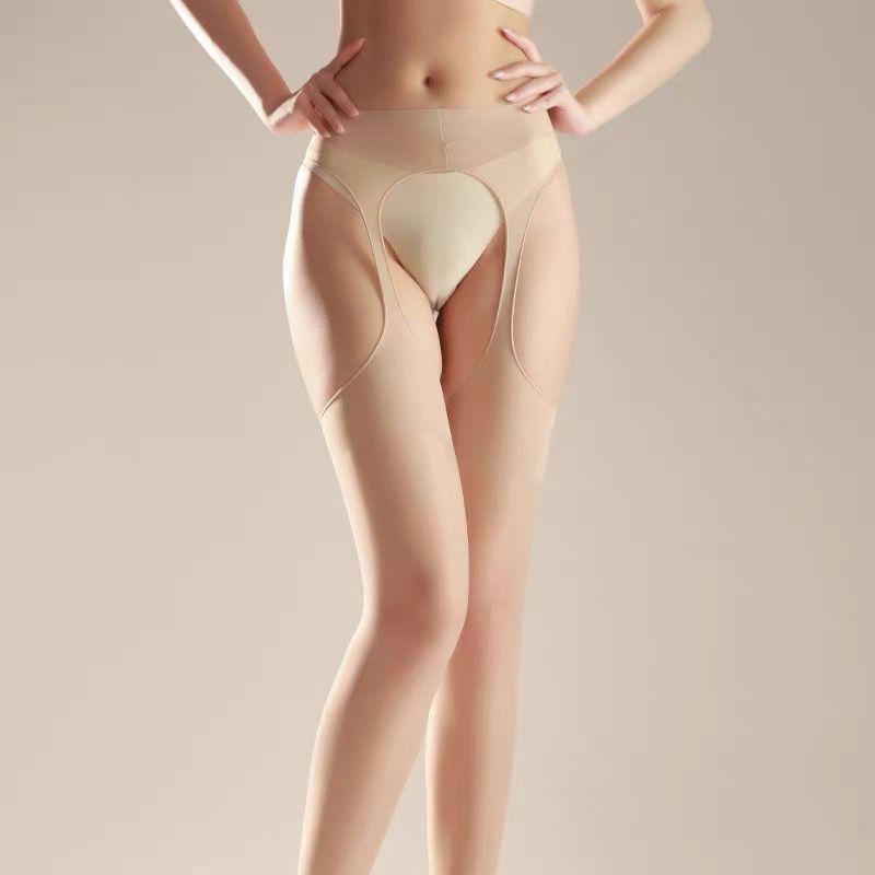 Hollowed-out Women's Sexy Halter Top No Need to Take off Large-sized Open Ultra-thin and Durable Pantyhose