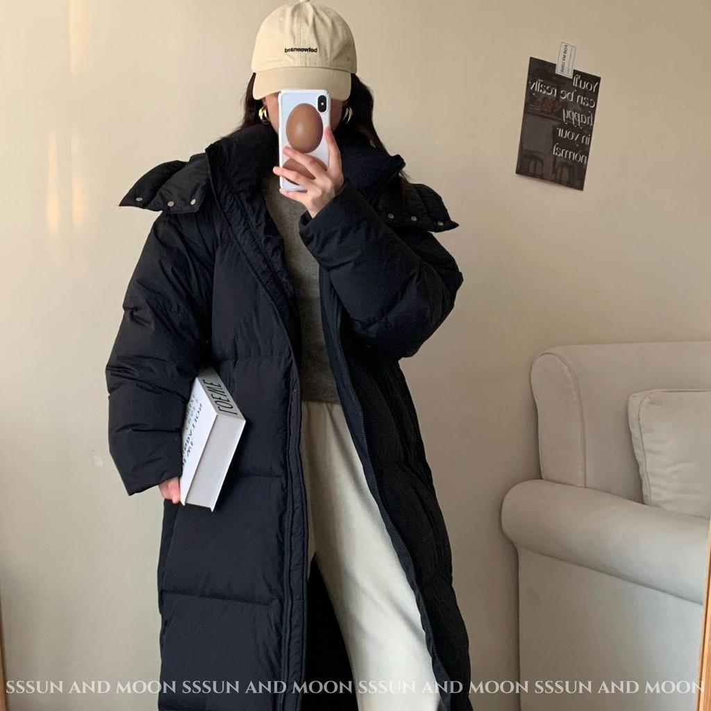 Women's Ultra Long Hooded Winter Down Jacket - Trendy, Thick, Warm, Quilted Coat