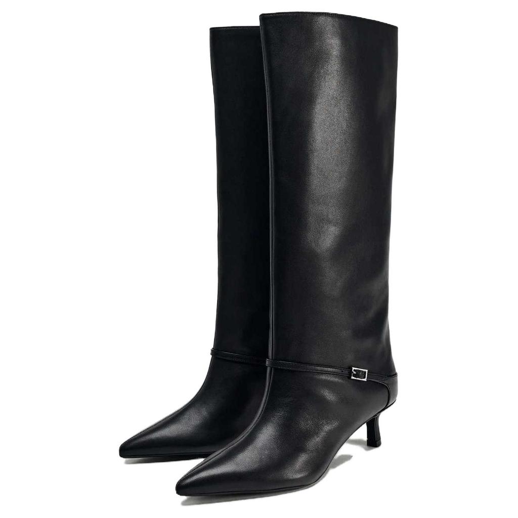 Zara Fashionable Versatile High Boots Women Boots Black 13026410-35