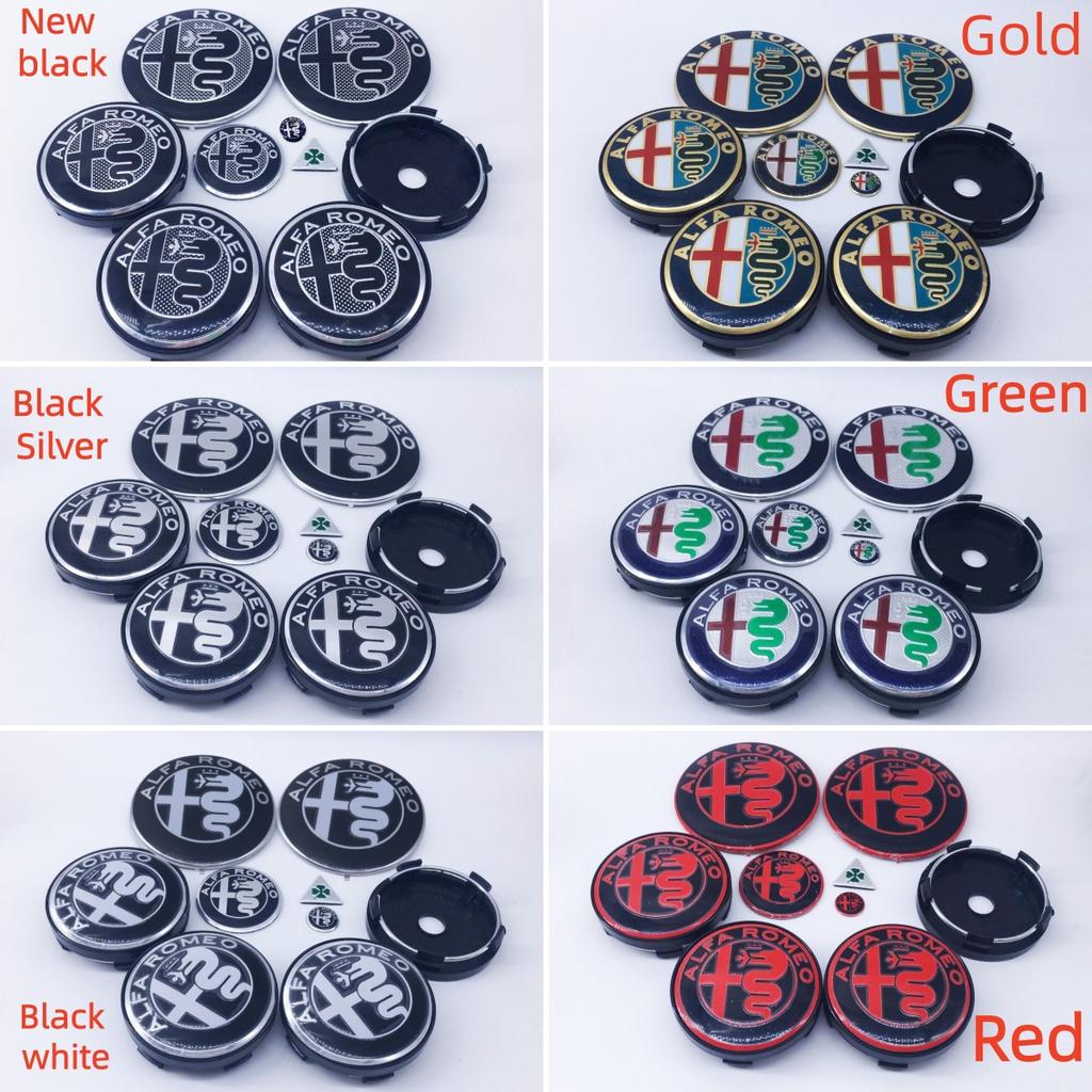 9pcs 50mm 56mm 60mmfor Alfa Romeo Brera New Spider Giulietta Mito Giulia Wheel Center Cap Car Hood Trunk Steering Wheel Badge