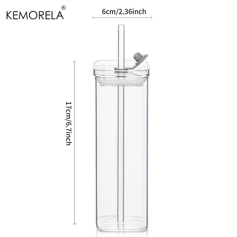 1/2PCS Modern Square Tumbler Glasses Clear Highball & Old Fashioned Cocktail Glasses with Straws for Iced Coffee Juice Beer Milk