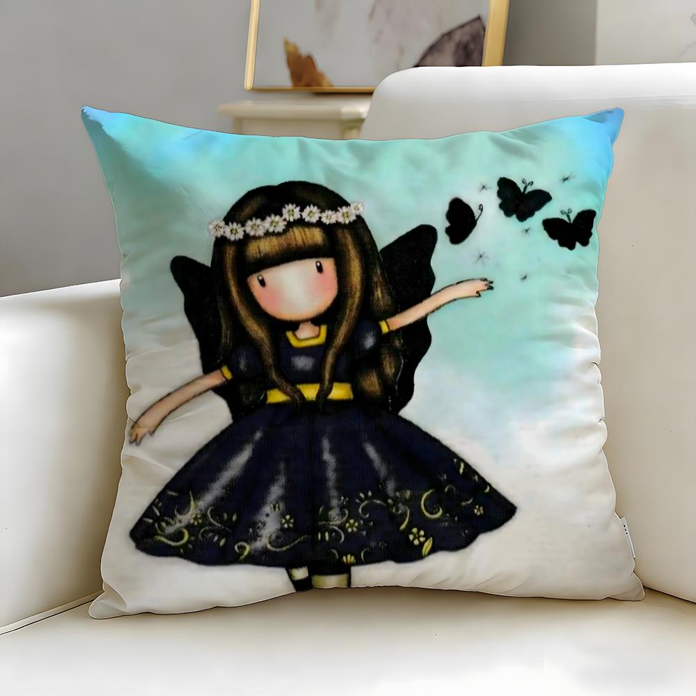 classic cartoon brand Santoro Gorjuss Cushion Cover Soft & Easy-Wash Pillow Case – Versatile for Couch, Bed, Travel and Office