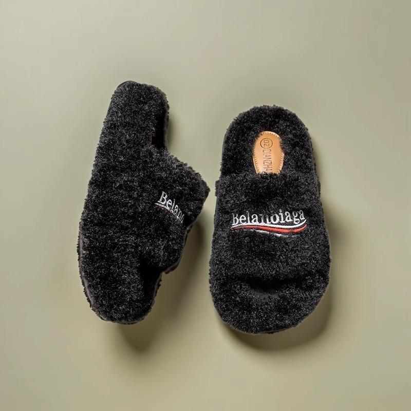 Internet Celebrity Super Fire Beautiful Fluffy Slippers Women Wear 2025 Autumn and Winter New Fashion High Sense Lamb Tide Brand Cotton Mop