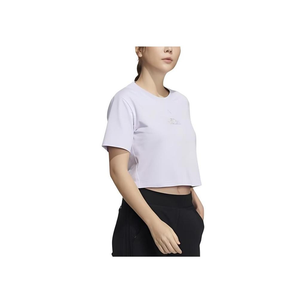 Adidas W Gfx Tee Logo Print Short Sleeve T-Shirt Women Tops Purple HB6594